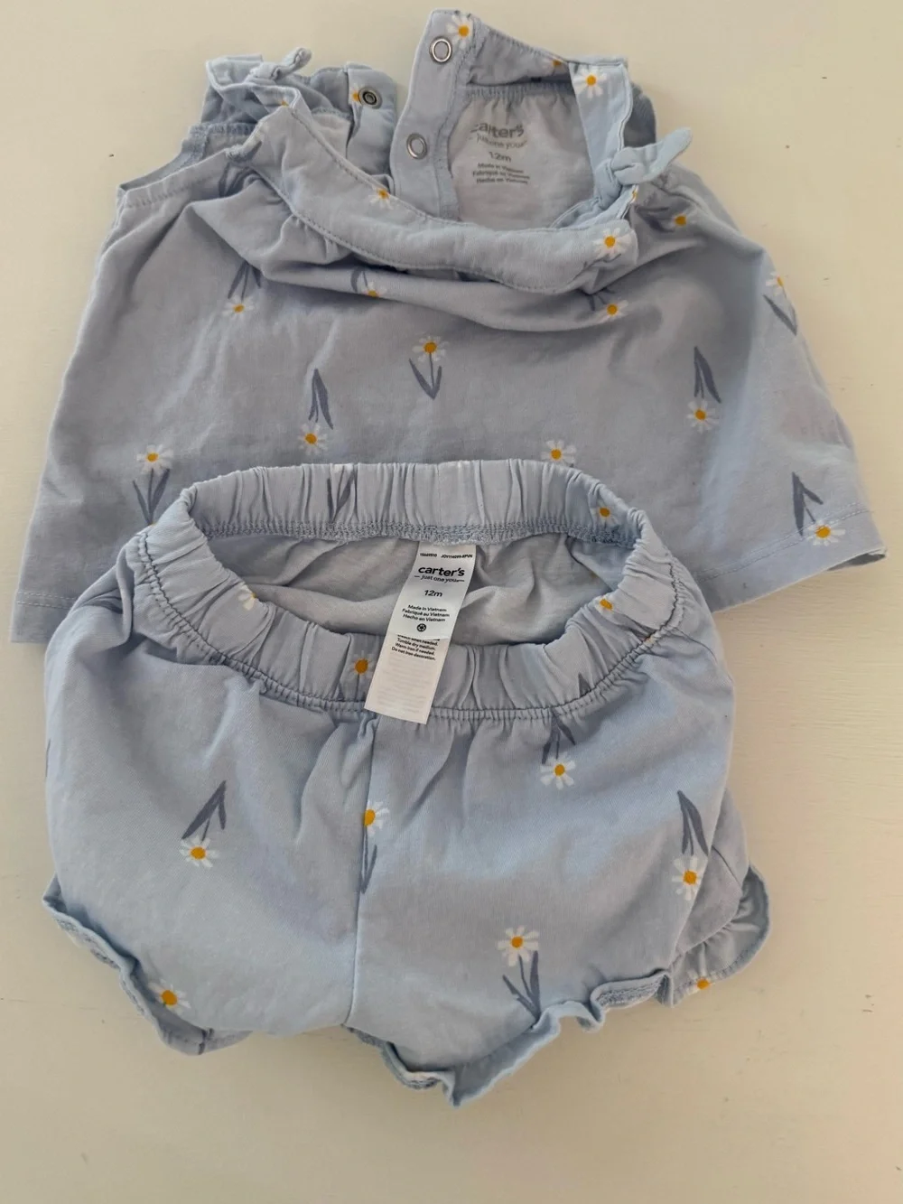 Carter's Light Blue Daisy Two-Piece Shorts Set